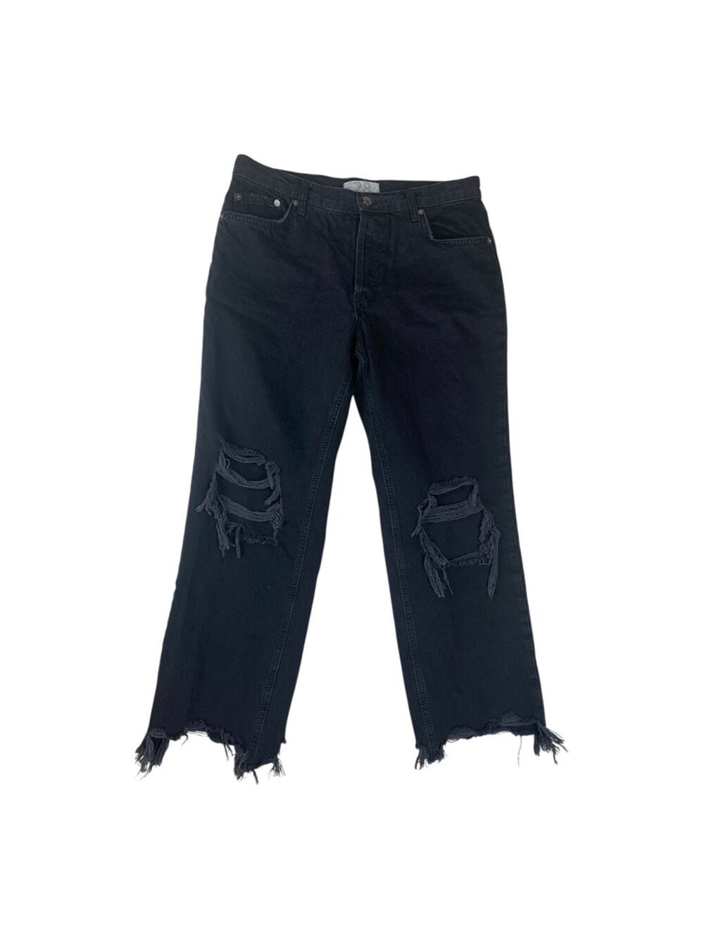 We the Free size 28 Black Distressed Wide Leg crop Jeans